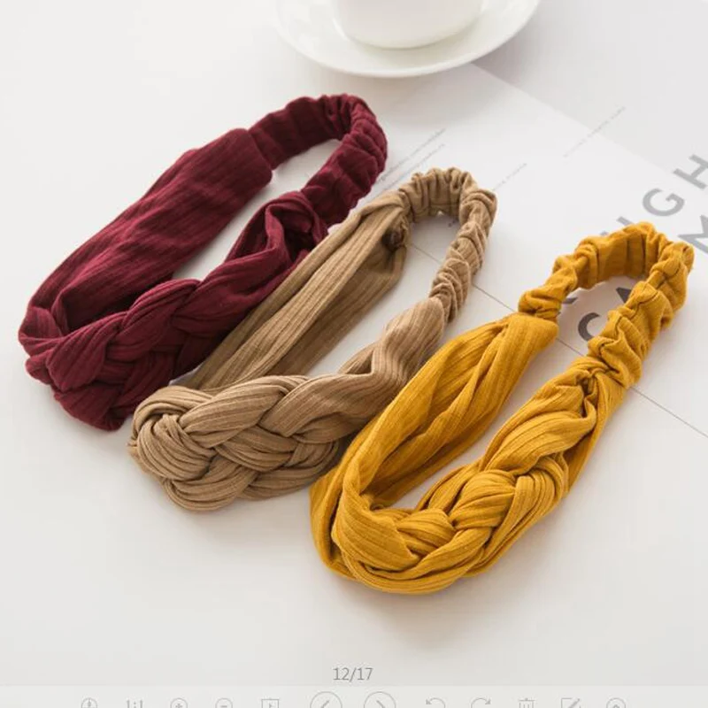 Stretchy Twist Knot Sports Suede Nonslip Headband Plain Elastic Head Hair Band