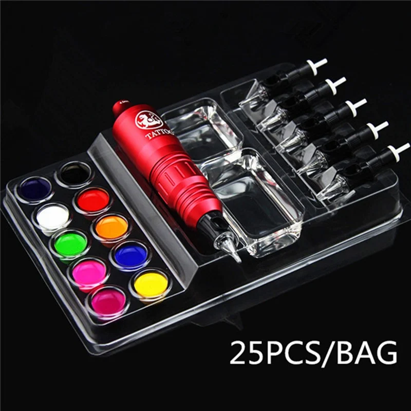 

25pcs/lot Plastic Tattoo Ink Cup Holder Tattoo Cartridge Machine and Ink Tray Tattoo Accessories Pigment Cap Holder