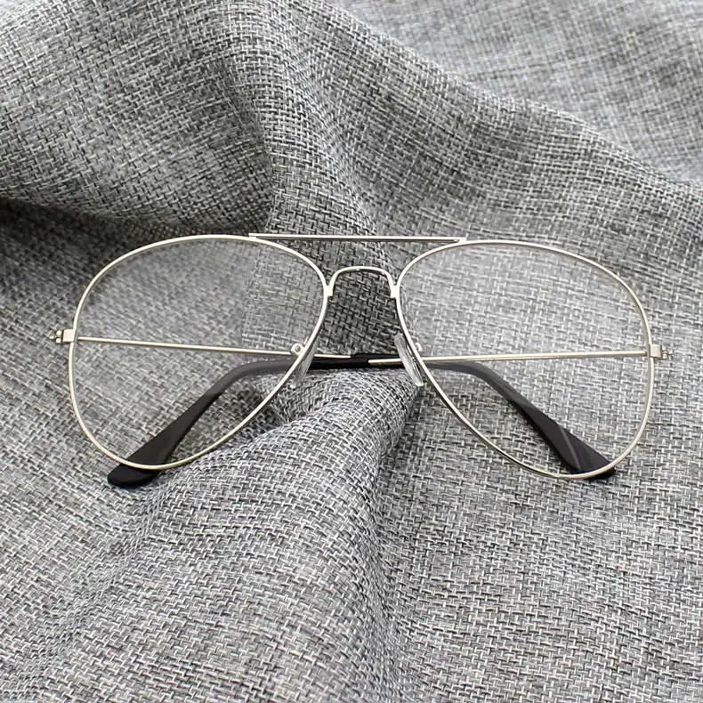 Women Men Transparent Spectacles Computer Glasses Fashion Anti Blue Ray Clear Lens Metal Frame Eyeglasses Oculos De Grau Female - Цвет оправы: Silver