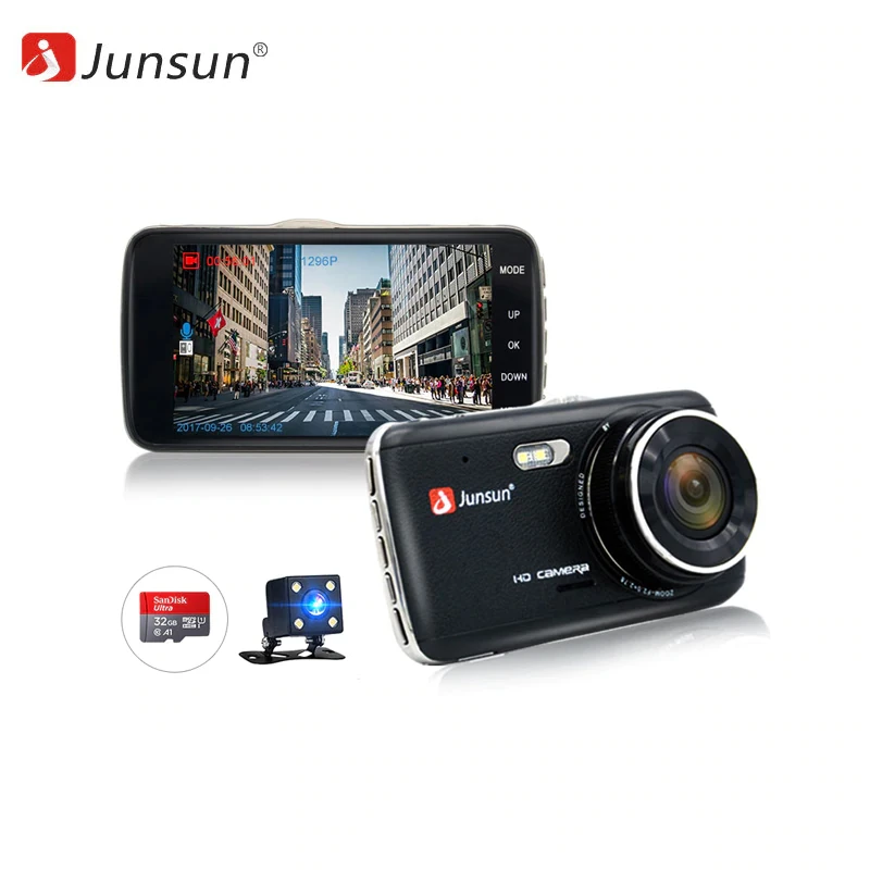 

Видеорегистратор Junsun H7 FHD 1296P с картой памяти 32 ГБ