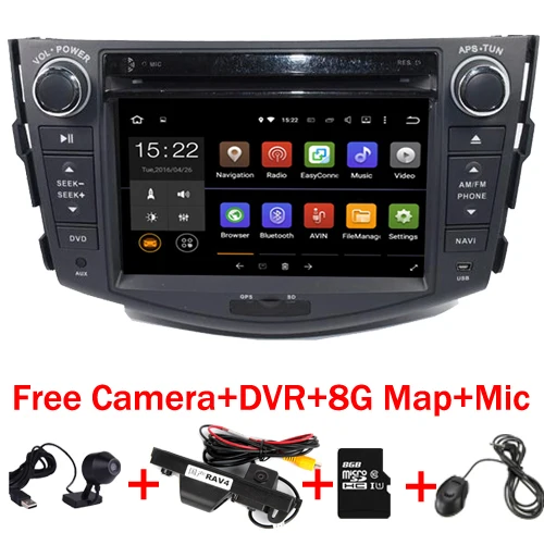 

Quad Core 1024*600 HD Screen 2Din Android 6.0 Car DVD for Toyota RAV4 Audio Video Stereo GPS Navigation Radio RDS 4G Wifi USB SD