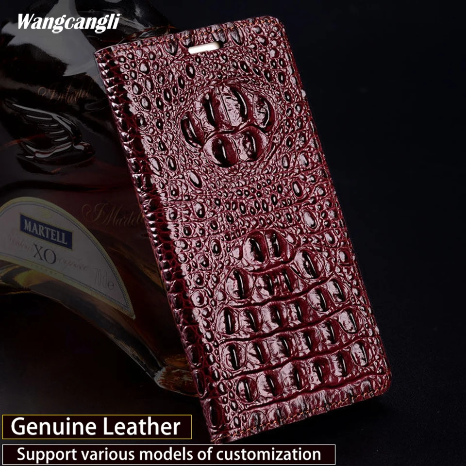 

Brand crocodile back pattern Magnetic buckle phone case For Xiaomi 8 Genuine leather flip mobile phone protection case