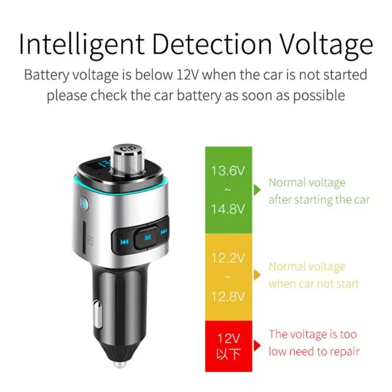 Автомобильный светодиодный Дисплей QC3.0 Dual USB Bluetooth 4,2 громкой связи Bluetooth гарнитура для Авто Аудио MP3 плеер FM USB передатчик Зарядное устройство TF карты
