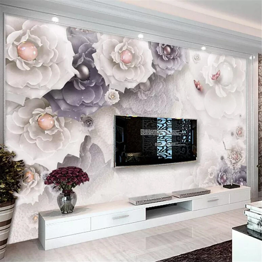 

Beibehang пользовательские обои 3d настенная атмосфера нежный пион ювелирные изделия цветок гостиная 3d фон для телевизора настенные бумаги домашний декор