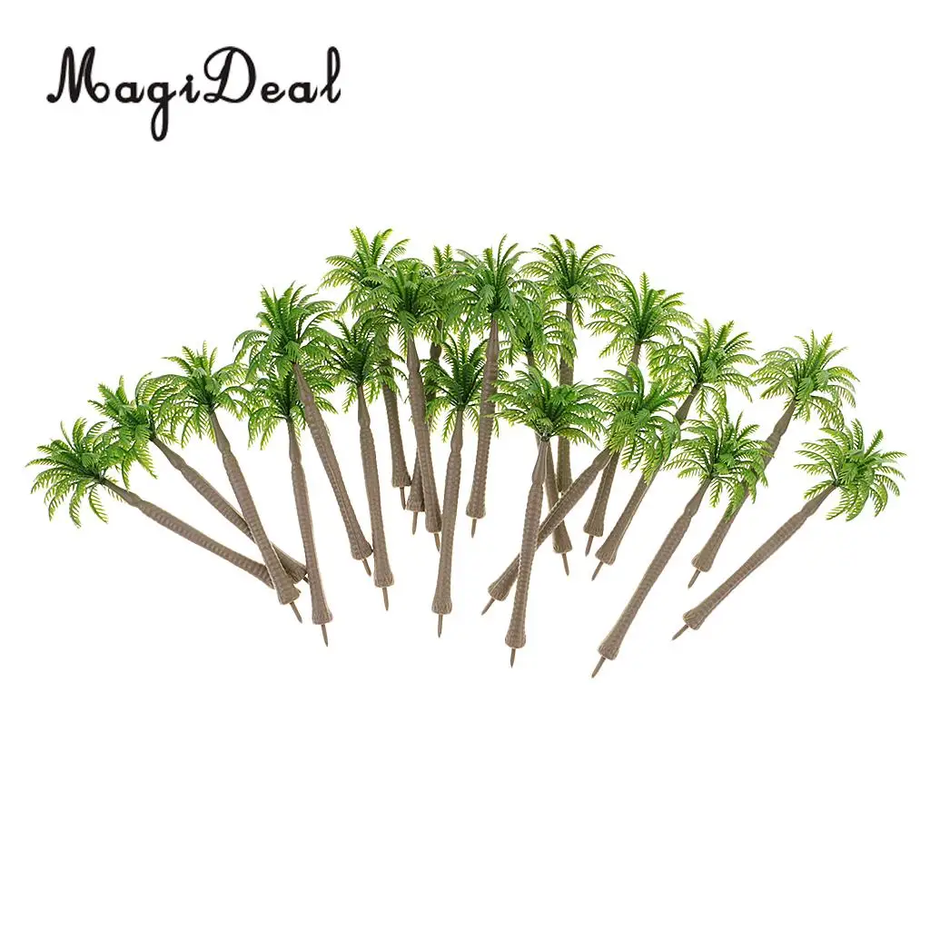 Simulation 20Pcs 1/250 Scale Coconut Tree Model for Garden Park Model Building Scenery Diorama Layout Home Office Desk Decor