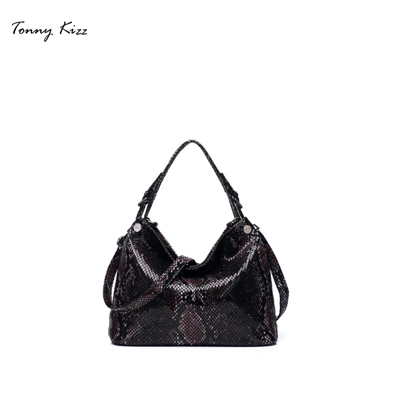 Tonny kiz женские сумки со змеиным принтом женские сумки через плечо для женщин сумки-тоуты из искусственной кожи Высокое качество bolsos - Цвет: Черный