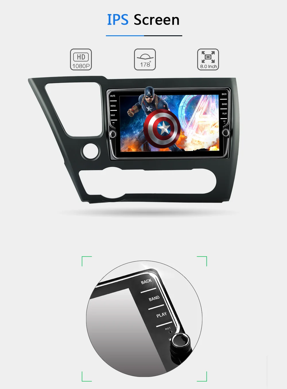 Perfect Funrover IPS 8"Android 8.0 Car DVD radio stereo multimedia head unit for Honda Civic 2014 2015 EX/LX/DX  Navigation Audio stereo 19