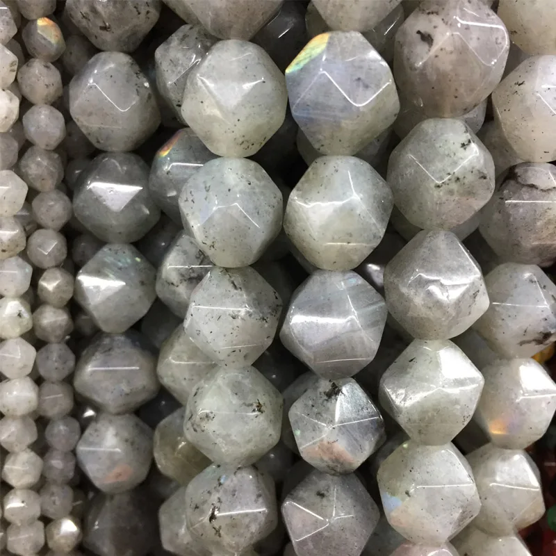 

6mm 8mm 10mm 14mm Faceted Round Polygonal Labradorite Agates Moonstone Onyx Natural Stone Jewelry Making Gems Beads Strand 15"