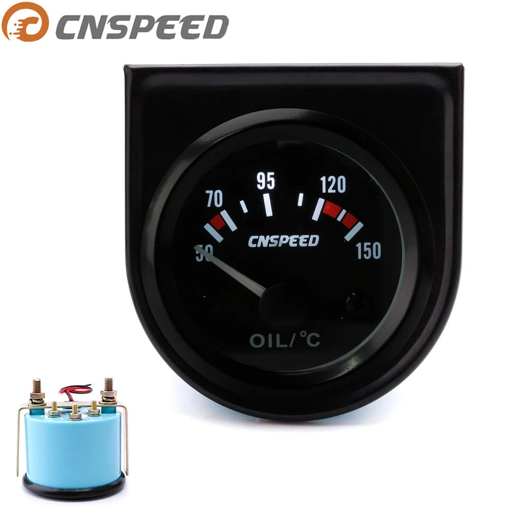 CNSPEED Universal 52mm 12V Car Auto Oil Temp Gauge 50150 C With Sensor NPT1/8 Car Oil