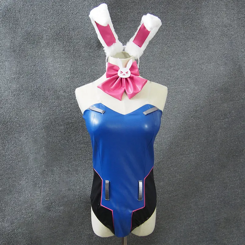 Женский костюм для косплея D.va Bunny Girl из искусственной кожи с ушками Rabbit Хэллоуина