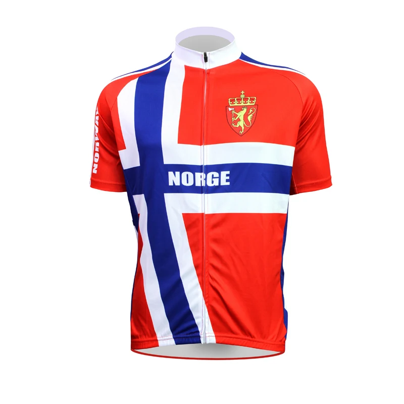 Aliensports Novelty Cycling Jersey Short Sleeve Norway Flag Sportswear