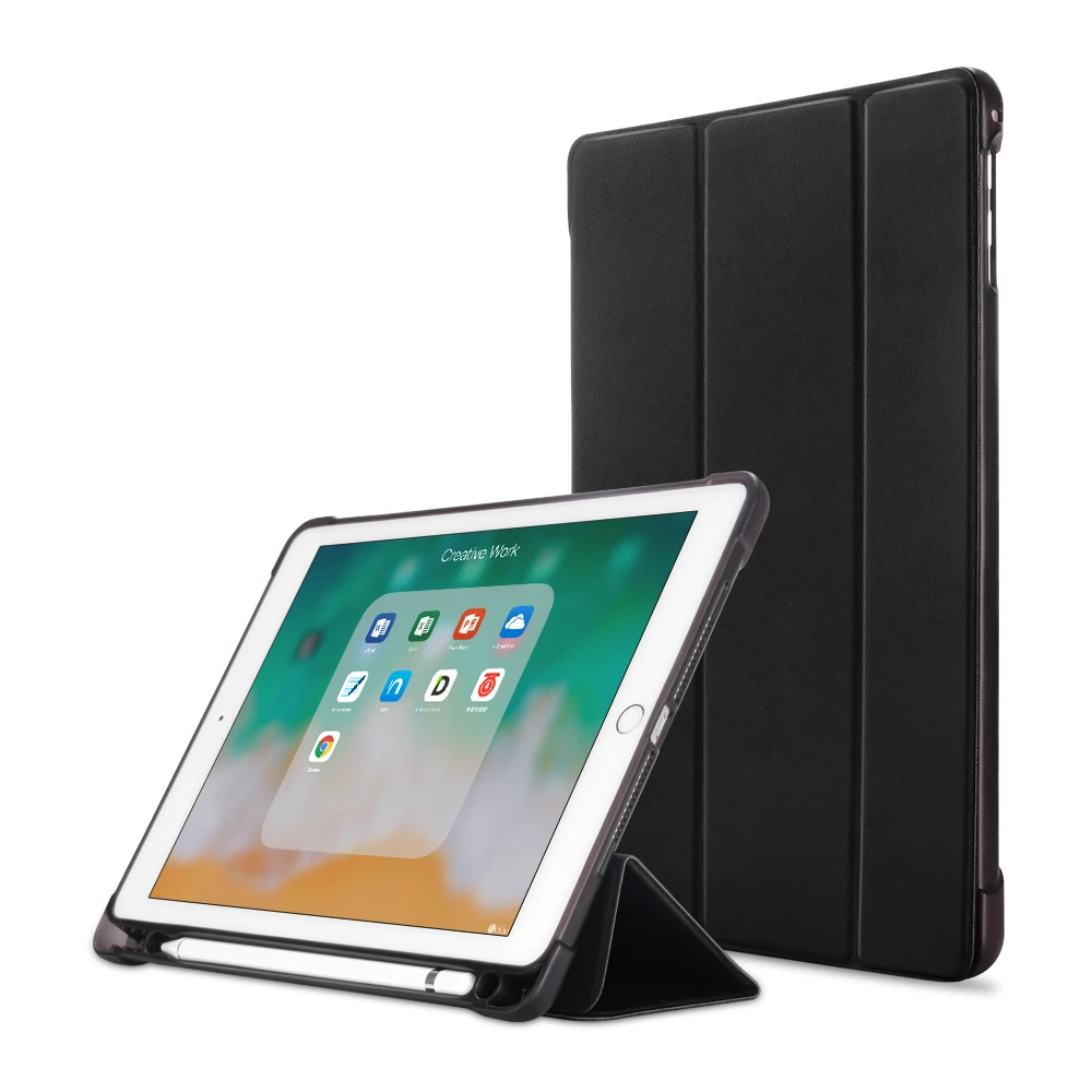 Горячий чехол для / iPad 9,7 дюймов/Air 1/Air 2. Искусственная кожа смарт-чехол+ силиконовая ручка лоток чехол для планшета-EQHTX