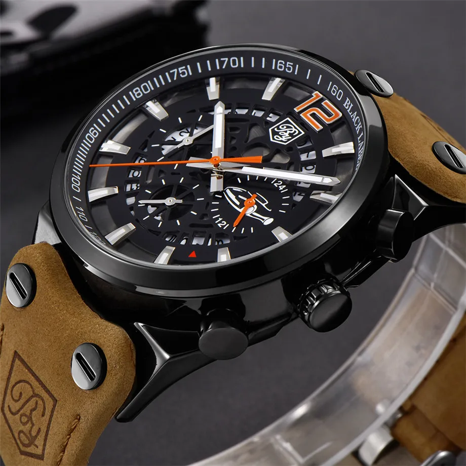 BENYAR Mens Quartz Watch Military 3ATM Waterproof Chronograph Sport Tactical Man Watches Genuine Leather Band Male Clocks (62)