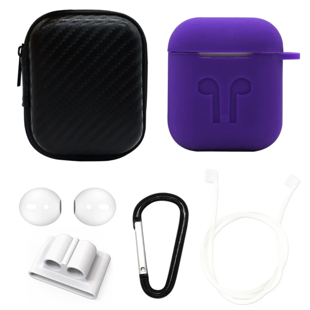 6 шт./упак. для Airpods Силиконовая Защитная крышка чехол ушной втулки сумка для хранения Анти-потерянный канат сумка для наушников Аксессуары для наушников
