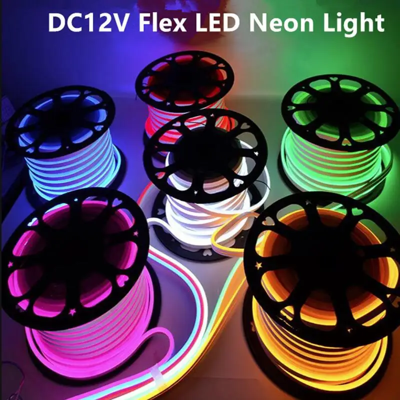 

Flex Silicone Neon LED Strip Light DC12V Waterproof Super Bright LED Flexible Neon Light Soft Lighting Advertising Decoration 5M