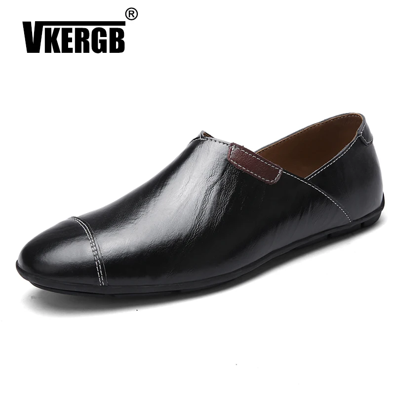 

VKERGB Quality Genuine Loafers Shoes Men Breathable Summer Soft Slip On Loafers Flats Size47 Real Cowhide Leather Trendy Shoes