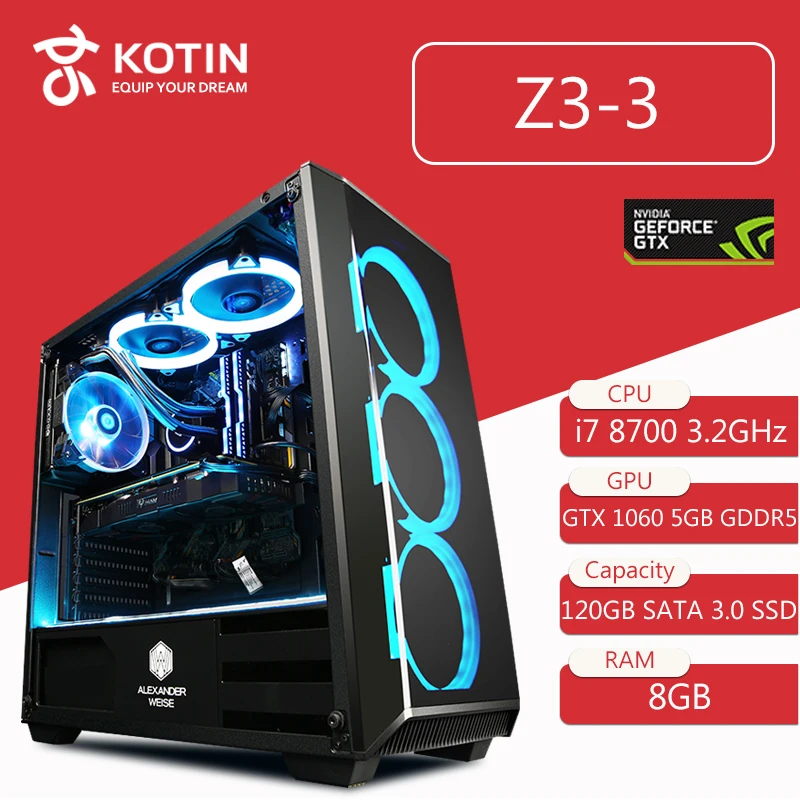 Getworth Z3 Intel i7 8700 Gaming PC Desktop Computer B360 GTX1060 8GB DDR4 2666 RAM LGA1151 8 Gen P