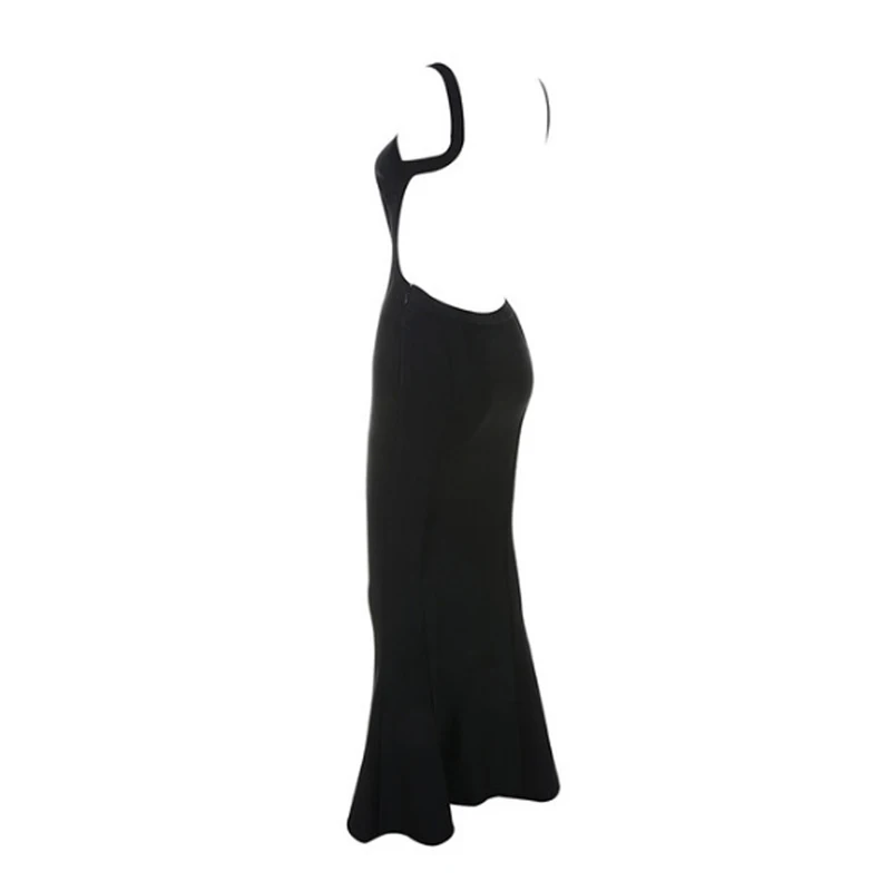 Элегантное Черное облегающее платье макси высокого качества для женщин с открытой спиной на тонких бретельках длинное вечернее платье