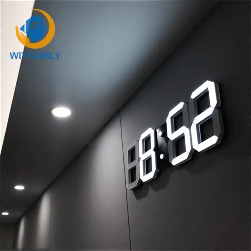 

3D LED Alarm Clocks Display Home Kitchen Office Table Desk Modern Digital Wall Clock Night Wall Watch 24 Or 12 Hour Display