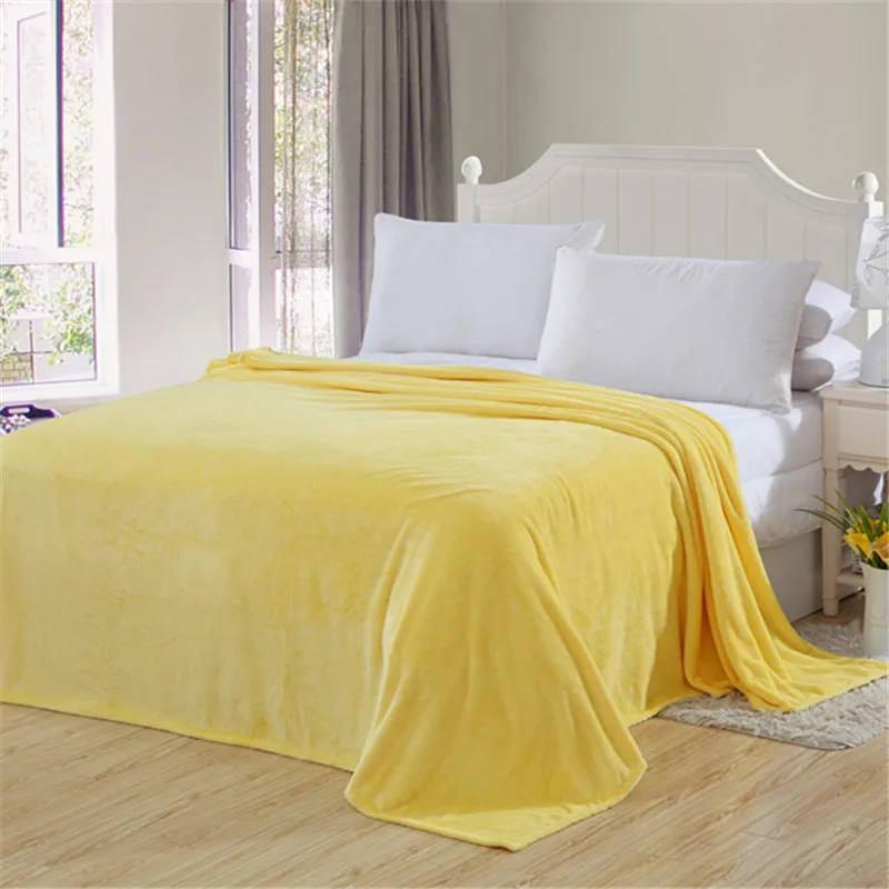 Buy 2017 blanket yellow solid Warm and portable color