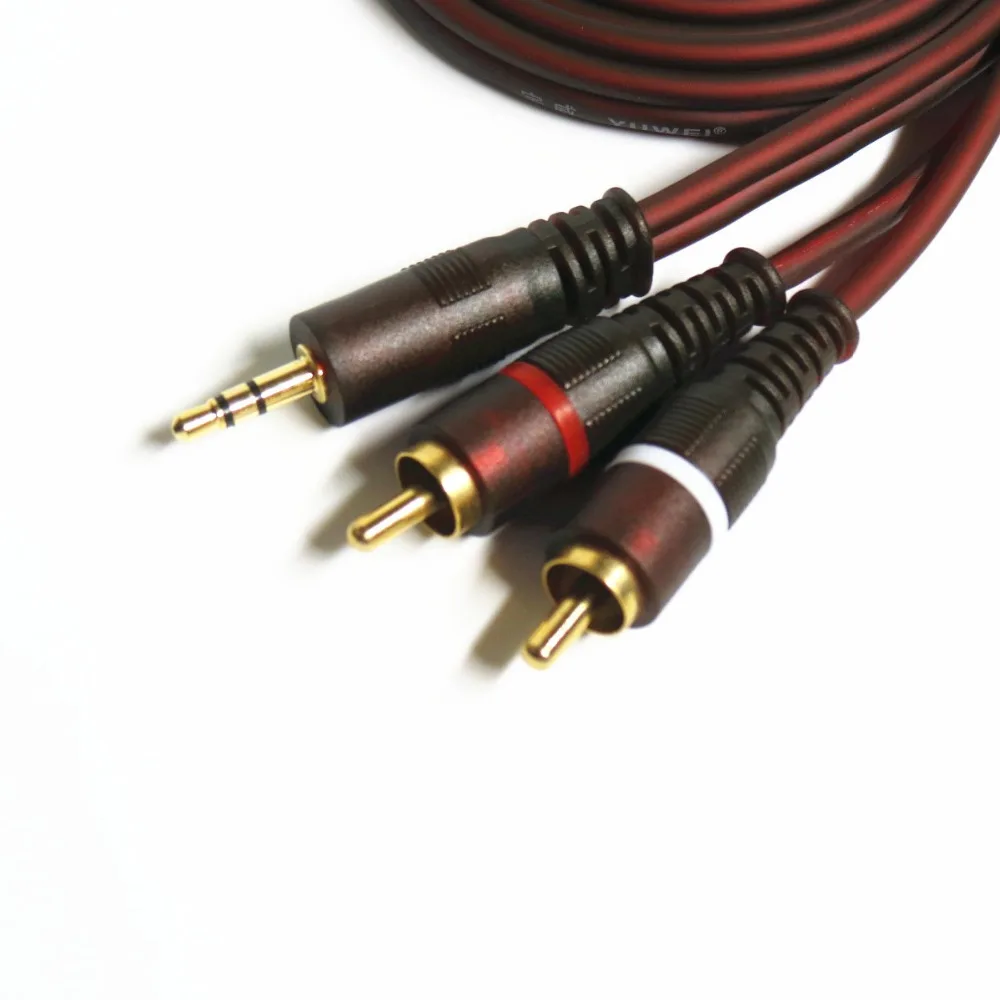 Высококачественные Аудиокабели с RCA разъемом штекер 3 5 мм 2RCA AUX кабели 1 м 2 кабель