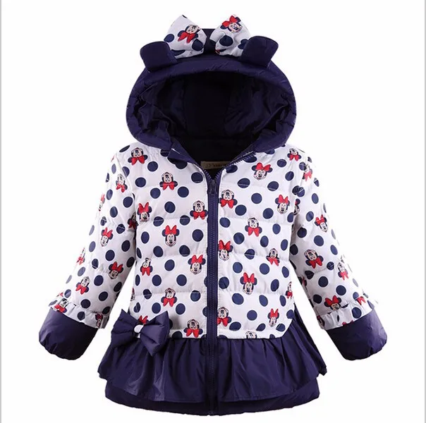 

girls winter coat children cute polka dot hooded jacket outerwear kids girl warm clothing baby fashion cartoon clothes