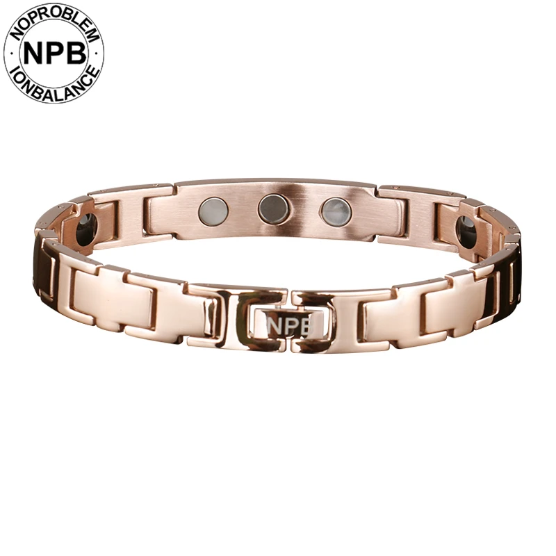 Дешево Noproblem 044 розовое золото Ион баланс терапия здоровье чокер милый Спортивный Повседневный металлический Турмалин германий браслет