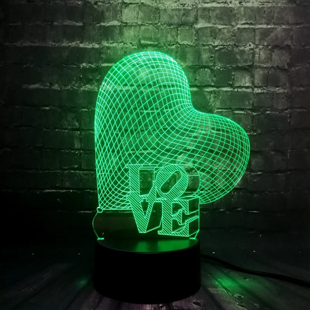 Новинка романтическая любовь слово милое сердце 3D светодиодный USB лампа
