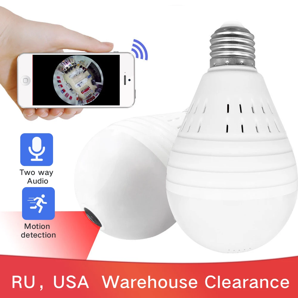  SDETER Bulb Light Wireless 1080P IP Camera-Wifi 360 Degree Security CCTV Camera Panoramic FishEye N - 32845348428