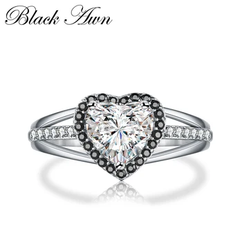 

[BLACK AWN] 925 Sterling Silver Jewelry Trendy Wedding Rings for Women Engagement Ring Femme Bijoux Bague Size 6 7 8 C156