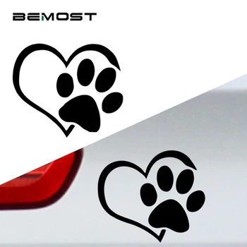 

BEMOST Fashion Waterproof Dog Paw With Heart Car Sticker Car Body Cover Cat Dog Footprint Decals Accessories Styling 5pcs/lot