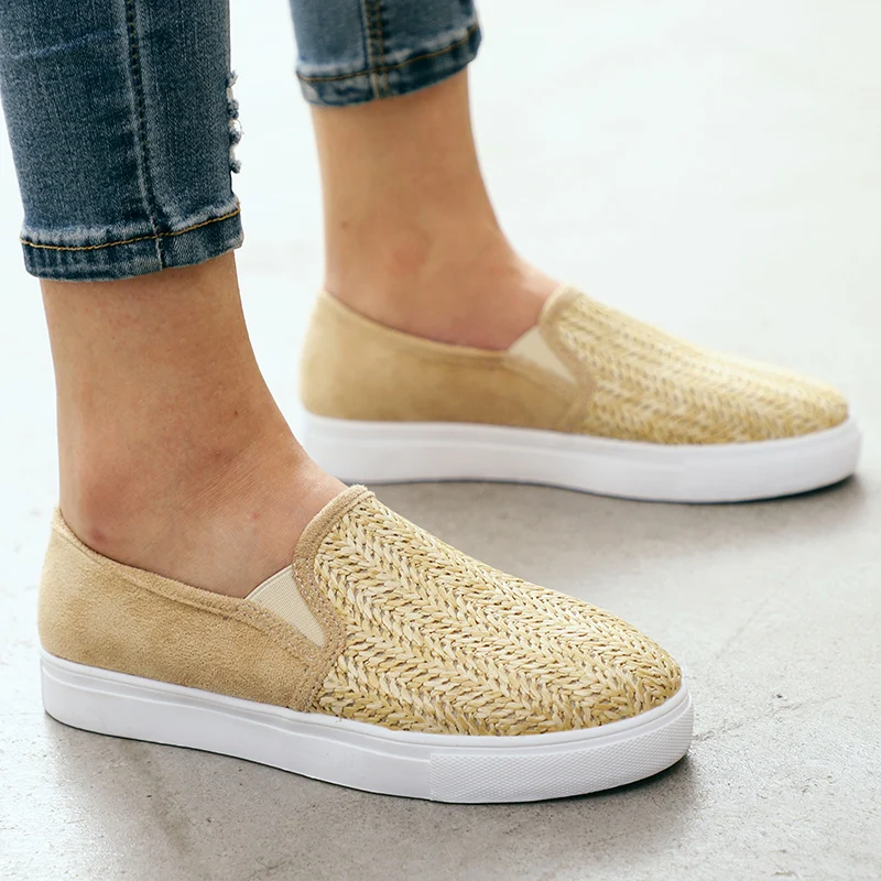 

New Women Flats 2019 Cut-outs Elastic Band Vulcanized Shoes Spring New Female Slip-on Shallow Breath Casual Shoes Ladies