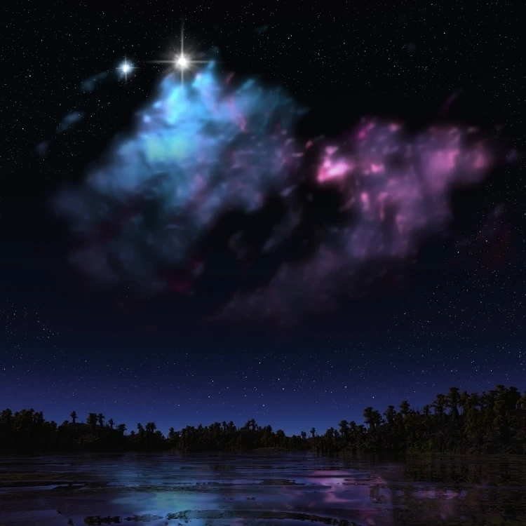 Artist's concept of a nebula over a hypothetical planet Poster Print (16 x 12)