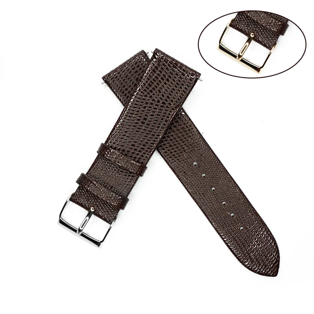 

Lizard Italian Calf Genuine Leather Watch Strap 22mm Watchband Dark Brown Watch Belt Mens with Spring Bar for Hour Wrist Watch