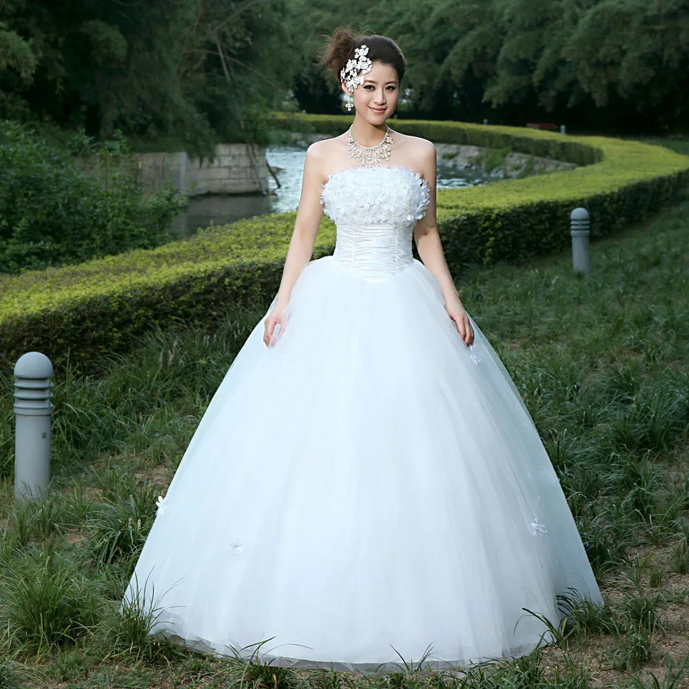 free shipping 2016 sweet rose tube top princess wedding dress discount