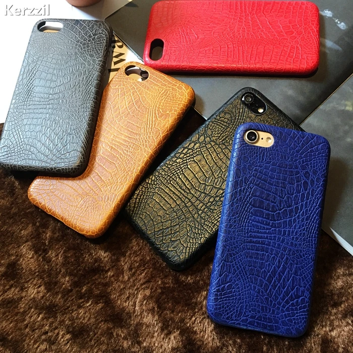 

Kerzzil Crocodile Texture Phone Cases For iPhone 6 6s 7 Plus Case Retro Snake Pattern Leather Back Cover Coque For iPhone 7 Plus