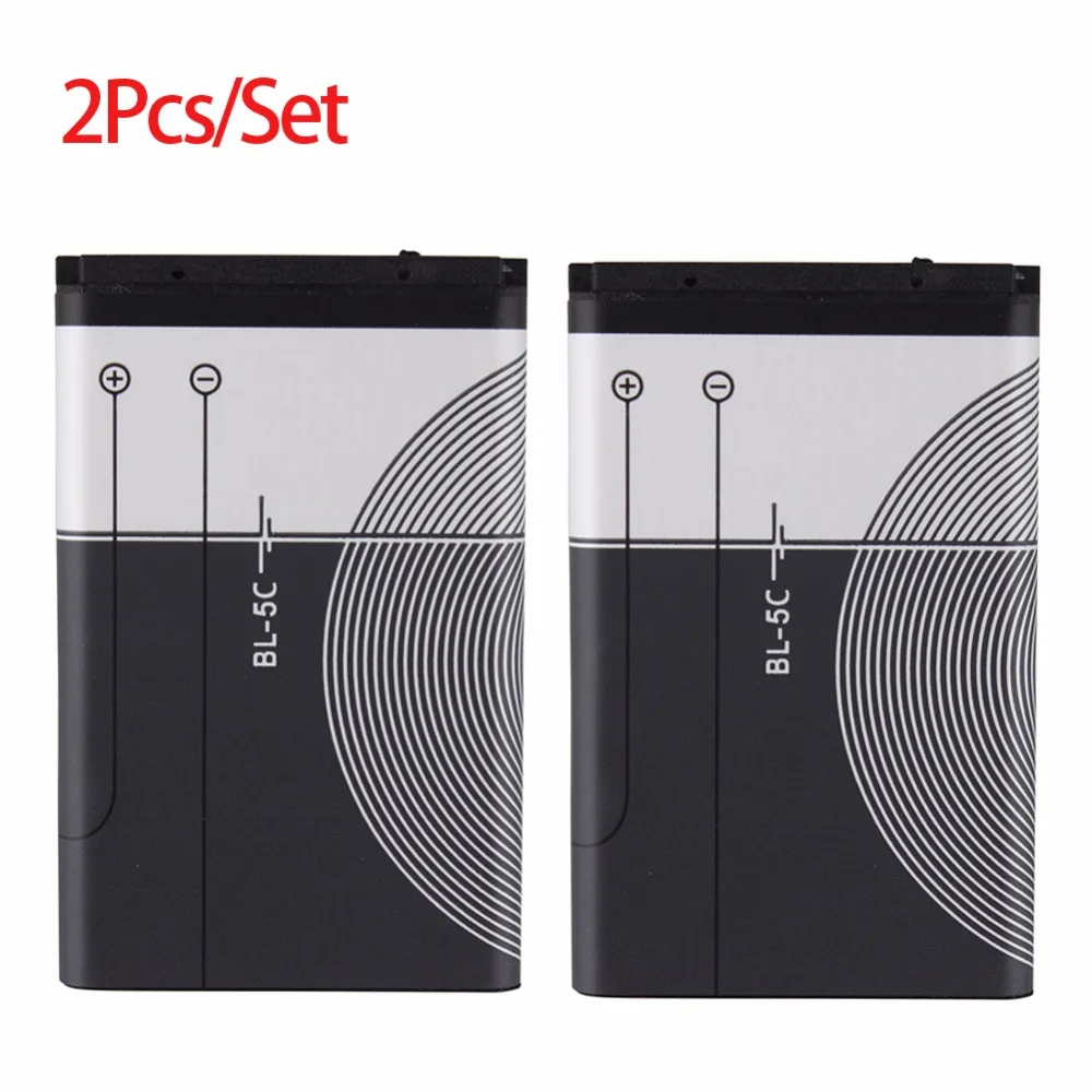 

High Quality 2Pcs 3.7v 1020mah Lithium BL-5C Battery For Nokia 1112 1208 1600 1100 1101 Replacement Bateria BL 5C For Nokia 1112