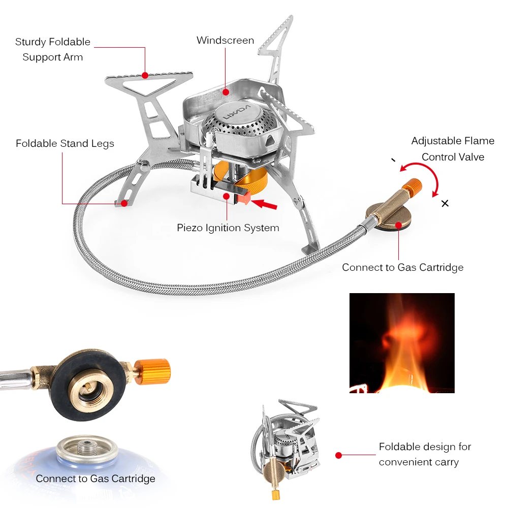 Складная газовая плита, складная ветрозащитная газовая плита для кемпинга, для пикника, для приготовления пищи, портативная напольная плита, походная разделительная горелка с коробкой