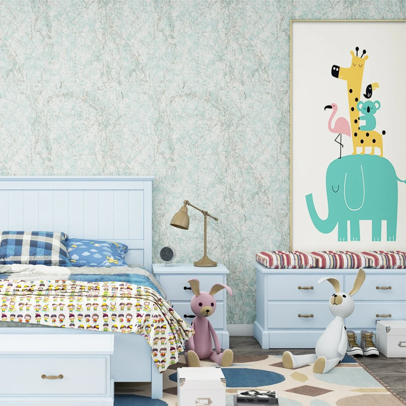 

Mediterranean Style World Map Wallpaper Roll for Children Room Non Woven Wall paper Mao For Teenage Room,Study Room Beige Blue
