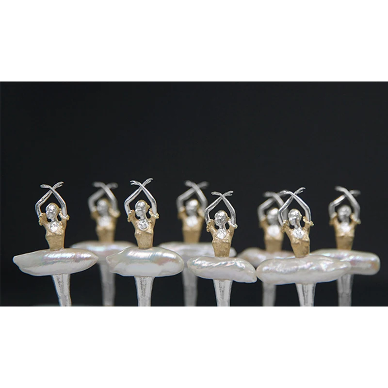 Lotus Fun Real 925 Sterling Silver Natural Pearl Handmade Design Fine Jewelry Elegant Ballet Dancer Pendant without Necklace