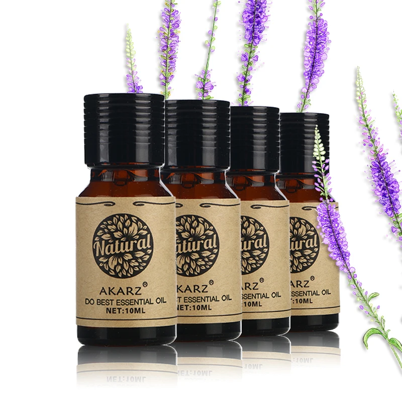 

AKARZ Pine needle Magnolia Chamomile Peony essential oil Pack For Aromatherapy, Massage,Spa, Bath 10ml*4