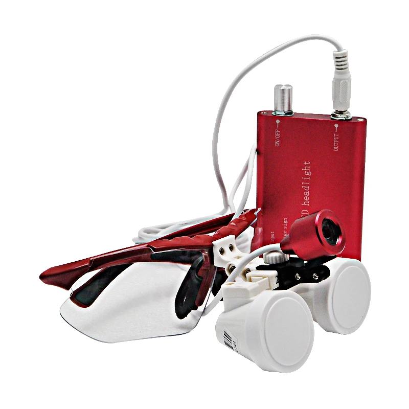 

Highly Welcomed 3.5X320 red Dentist Dental Surgical Binocular Loupes Optical with Portable LED Head Light Lamp 188036-26