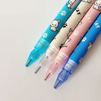 L02 4X Cute Kawaii Lovely Cat & Paw Press Mechanical Pencil Writing School Office Supply Student Stationery Automatic Pencil