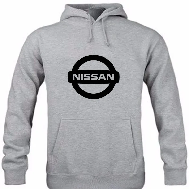 Пуловер с капюшоном из флиса и хлопка принтом логотипа Nissan pullvoer | Мужская одежда
