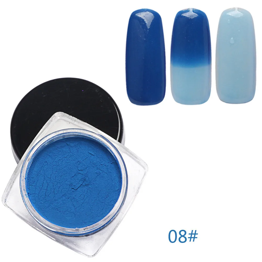 

12 Colors 1 Box Thermochromic Thermal Change Temperature Powder Dust Gradient Nail Art Easy to apply on natural artificial nail