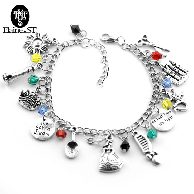 Tangled Rapunzel Charm Bracelet With Crown Comb Scissors Castle Tangled Rapunzel Charm Bracelet With Crown Comb Scissors Castle Gecko Pendant Gl Beads Friendship Lover