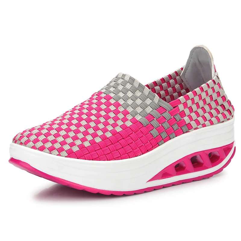 Women dancing font b shoes b font fitness slimming sneakers female 2017 Autumn Elastic band woven