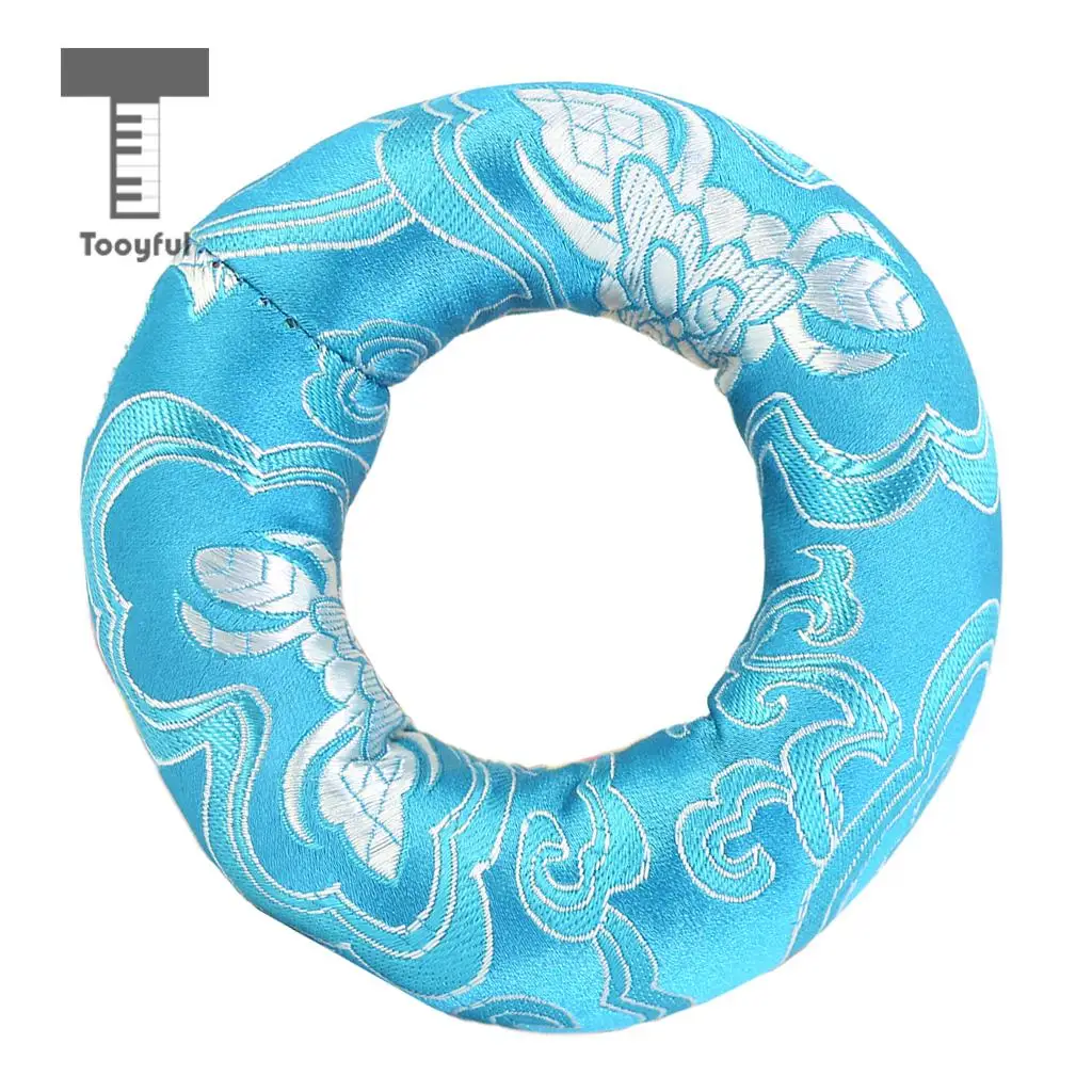 Tooyful Tibetan Handmade Silk Brocade Round Meditation Singing Bowl Cushion Ring Pillow Random Color