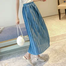 Женская юбка половина плиссированная юбка длинная большой высокой талии шифон был тонкий слово юбка