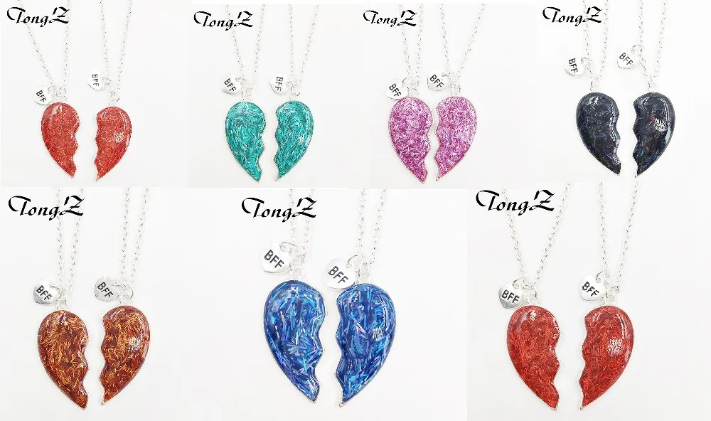 Модное серебряное ожерелье в форме сердца для сияющих друзей, модные трендовые парные подвески